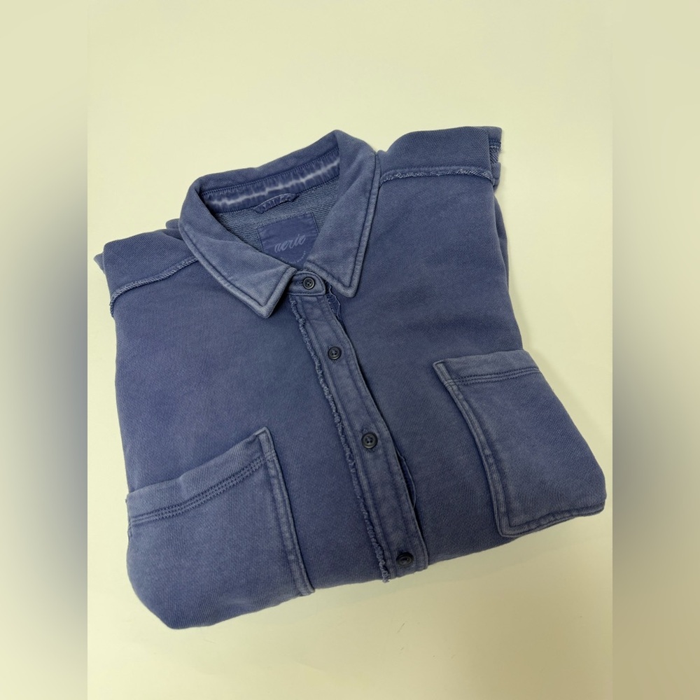 Aerie Heathered Blue Button Down Sweatshirt